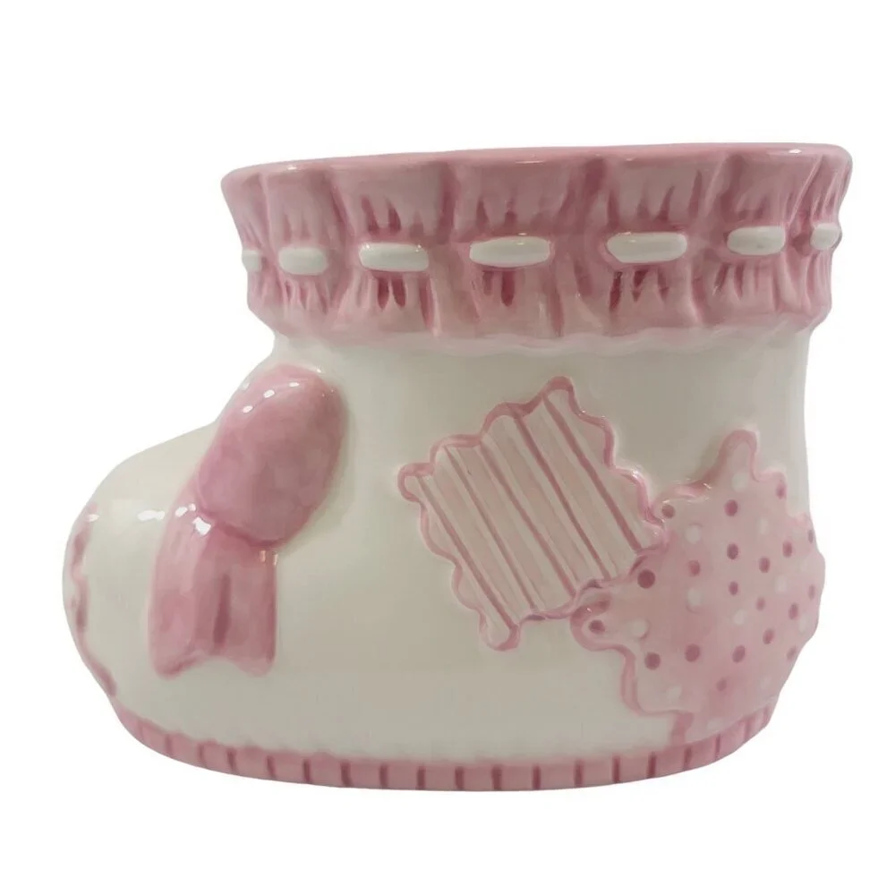 Burton and Burton Baby Girl Bootie Plant Pot Ceramic Planter Baby Shower Décor